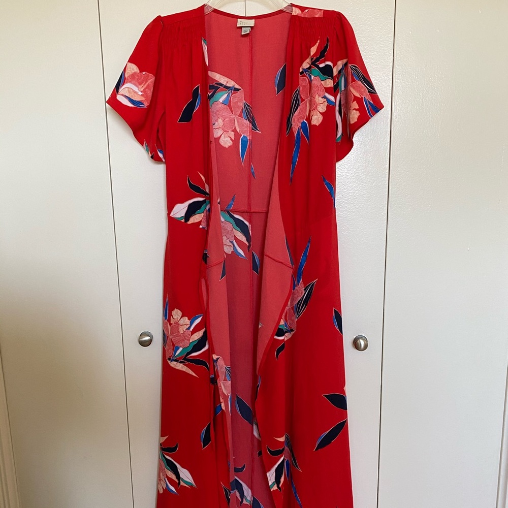 Red Print Wrap Dress